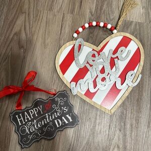 Red and White Striped Heart Wall Decor